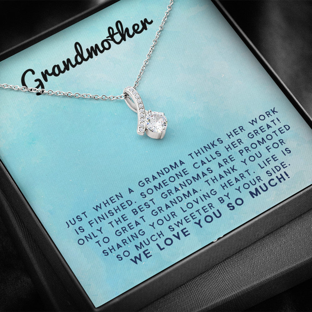 Grand Mother - Life Is Sweeter By Your Side | Beautiful 14k White Gold Family Forever Pendant