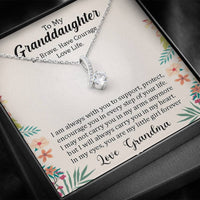 To My Grand Daughter - In Every Step Of Your Life (Love, Grandma) | Beautiful 14K White Gold Family Forever Pendant