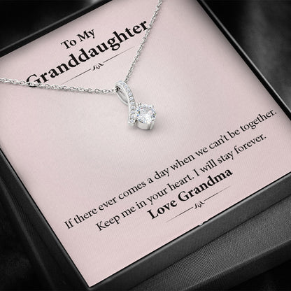 To My Grand Daughter - If We Can't Be Together (Love, Grandma) | Beautiful 14k White Gold Family Forever Pendant
