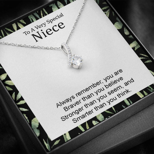 To A Very Special Niece - Always Remember | Stunning 14K White Gold Family Forever Pendant