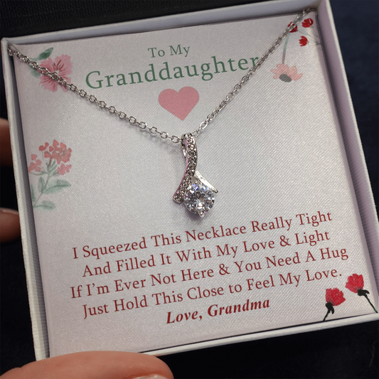 To My Grand Daughter - If You Need A Hug (Love, Grandma) | Stunning 14K White Gold Family Forever Pendant