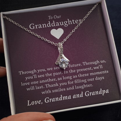 Granddaughter - Our Days of Laughter | 14k White Gold & Stainless Steel Necklace