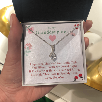 To My Grand Daughter - If You Need A Hug (Love, Grandma) | Stunning 14K White Gold Family Forever Pendant