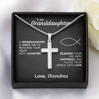 To My Grand Daughter - Filling Your World With Love (Love, Grandma) | Stunning Artisan Crafted 14k White Gold Cross Necklace