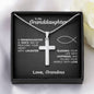 To My Grand Daughter - Filling Your World With Love (Love, Grandma) | Stunning Artisan Crafted 14k White Gold Cross Necklace