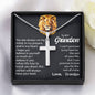 To My Grand Son - When Life Tries To Knock You Down (Love, Grandpa) | Stunning Artisan Crafted 14k White Gold Cross Necklace
