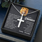To My Grand Son - When Life Tries To Knock You Down (Love, Grandpa) | Stunning Artisan Crafted 14k White Gold Cross Necklace