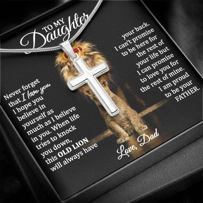 christian cross necklace and message card daughter