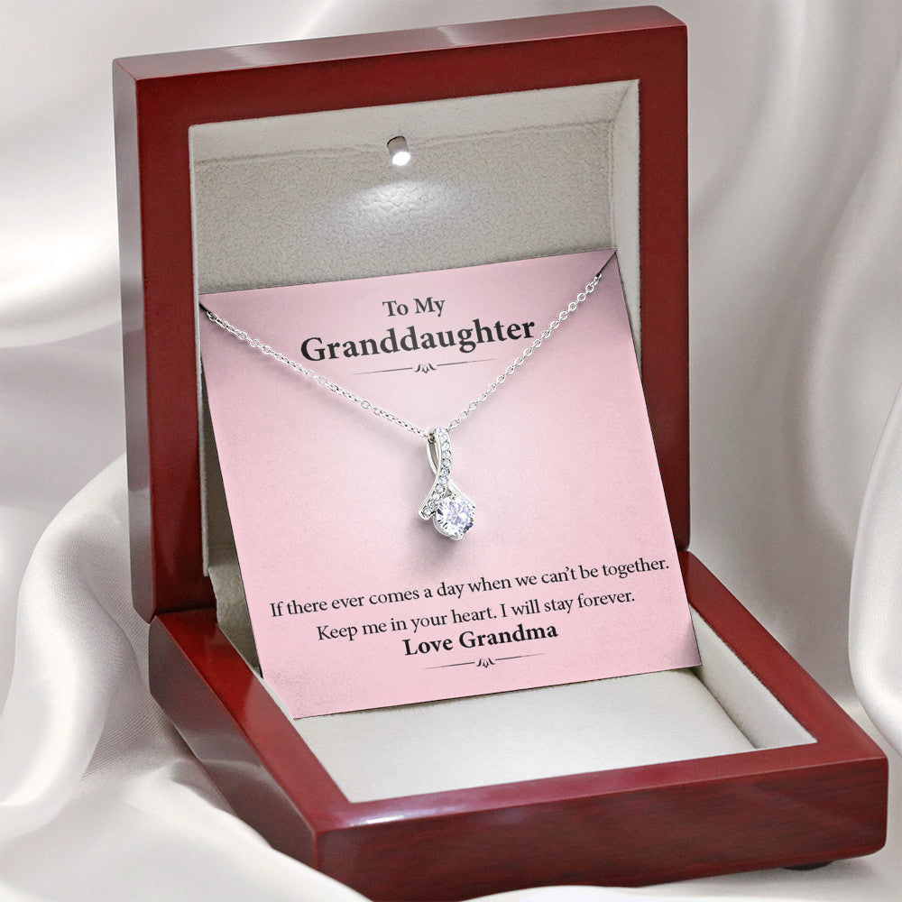 To My Grand Daughter - I Will Stay Forever (Love, Grandma) | Beautiful 14k White Gold Family Forever Pendant
