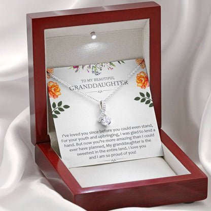 To My Beautiful Grand Daughter - You're More Amazing | Beautiful 14K White Gold Family Forever Pendant Necklace & Gift Card