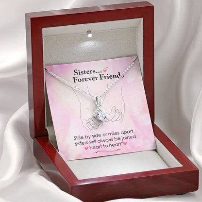 Sisters, Forever Friends - Side By Side Or Miles Apart | Beautiful 14k White Gold Family Forever Pendant