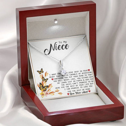 To My Niece - Promise To Love You (Love, Your Aunt) | Beautiful 14K White Gold Family Forever Pendant