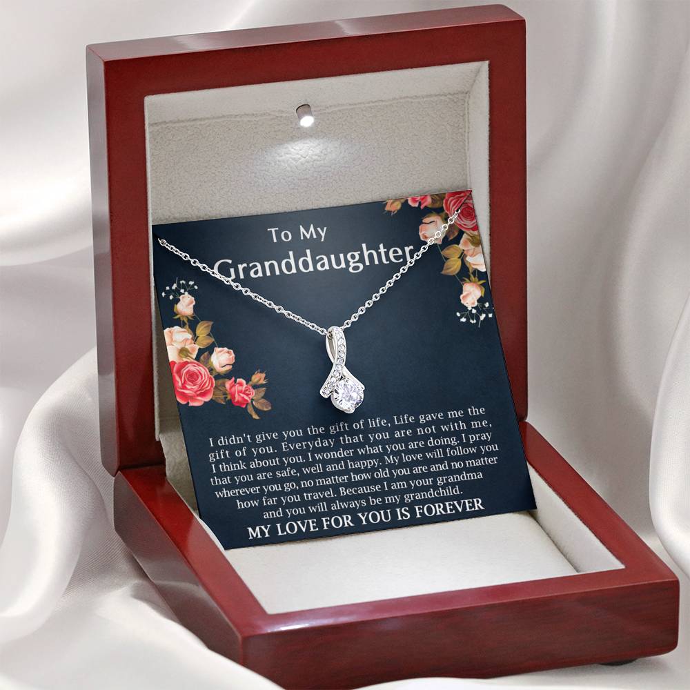 To My Granddaughter - My Love Will Follow You |  Beautiful 14k White Gold Family Forever Pendant
