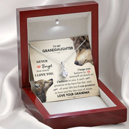 To My Grand Daughter - A Promise To Love You (Love, Your Grandma) | Beautiful 14K White Gold Family Forever Pendant