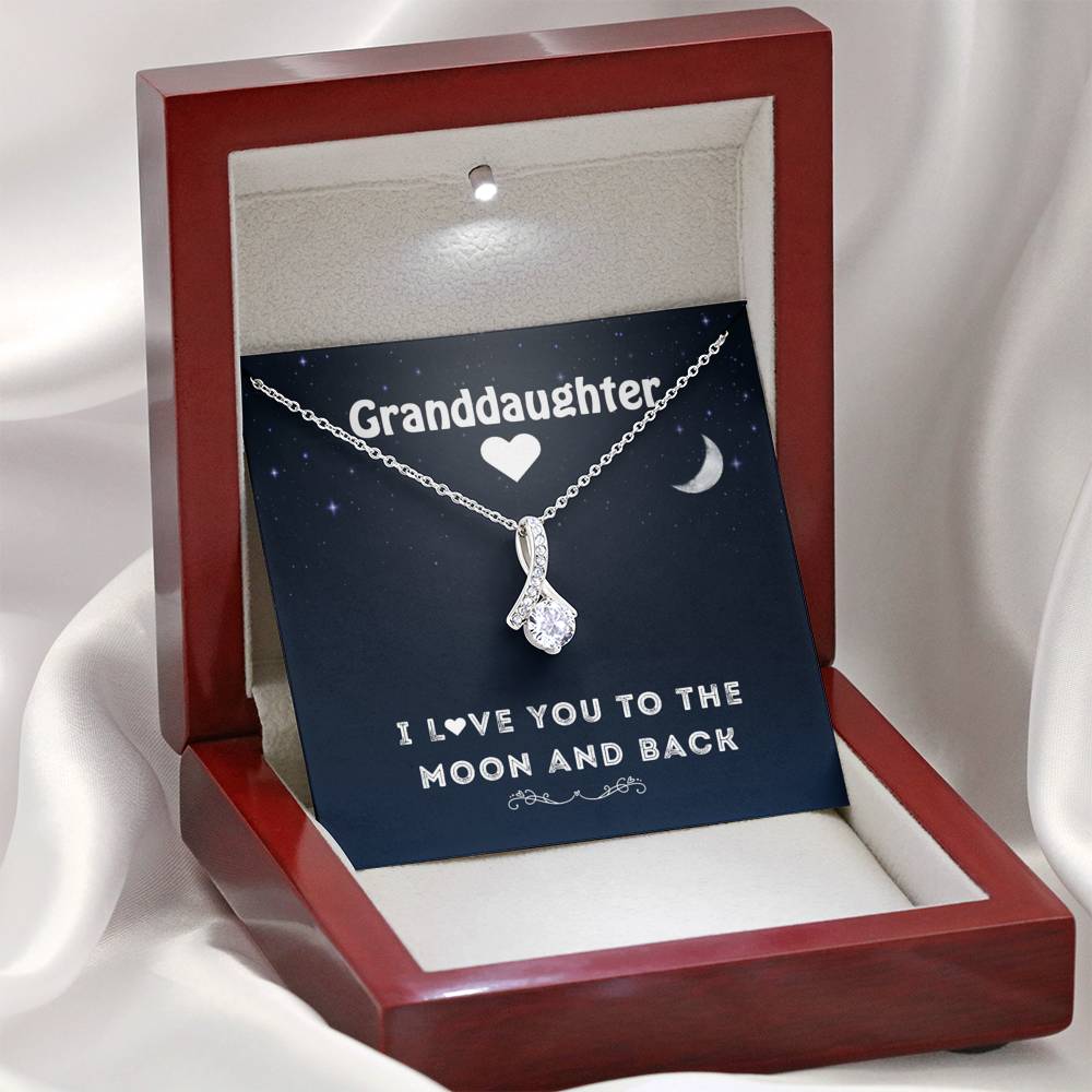 Grand Daughter-  I love You To The Moon And Back | Beautiful 14k White Gold Family Forever Pendant