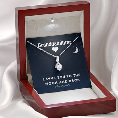 Grand Daughter-  I love You To The Moon And Back | Beautiful 14k White Gold Family Forever Pendant