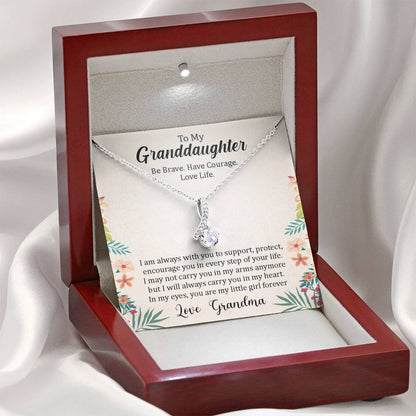 To My Grand Daughter - In Every Step Of Your Life (Love, Grandma) | Beautiful 14K White Gold Family Forever Pendant