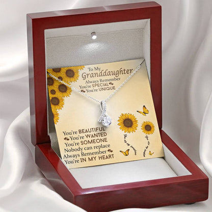 To My Grand Daughter - Nobody Can Replace | Beautiful 14k White Gold Family Forever Pendant