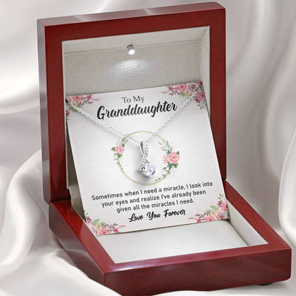 To My Grand Daughter - All The Miracles I Need | Beautiful 14K White Gold Family Forever Pendant