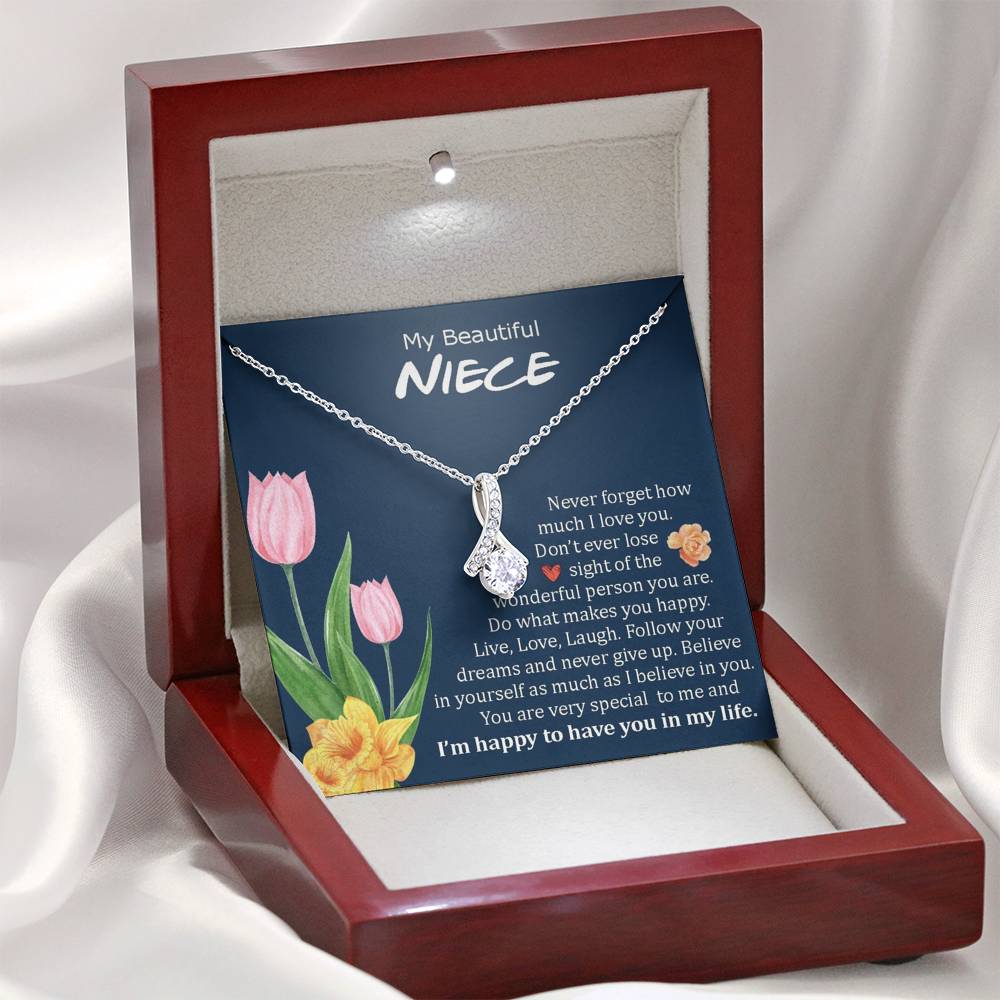 To My Beautiful Niece - Follow Your Dreams | Beautiful 14K White Gold Family Forever Pendant