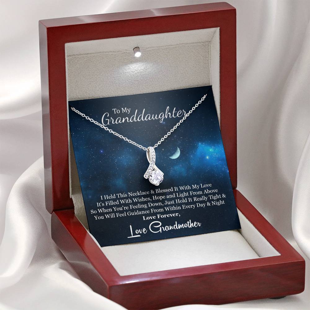 To My Grand Daughter - When You Are Feeling Down (Grandmother) | Stunning 14K White Gold Family Forever Pendant