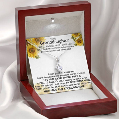 To My Grand Daughter - The Gift Of You (With Love and Kisses, Grandma)| Beautiful 14k White Gold Family Forever Pendant