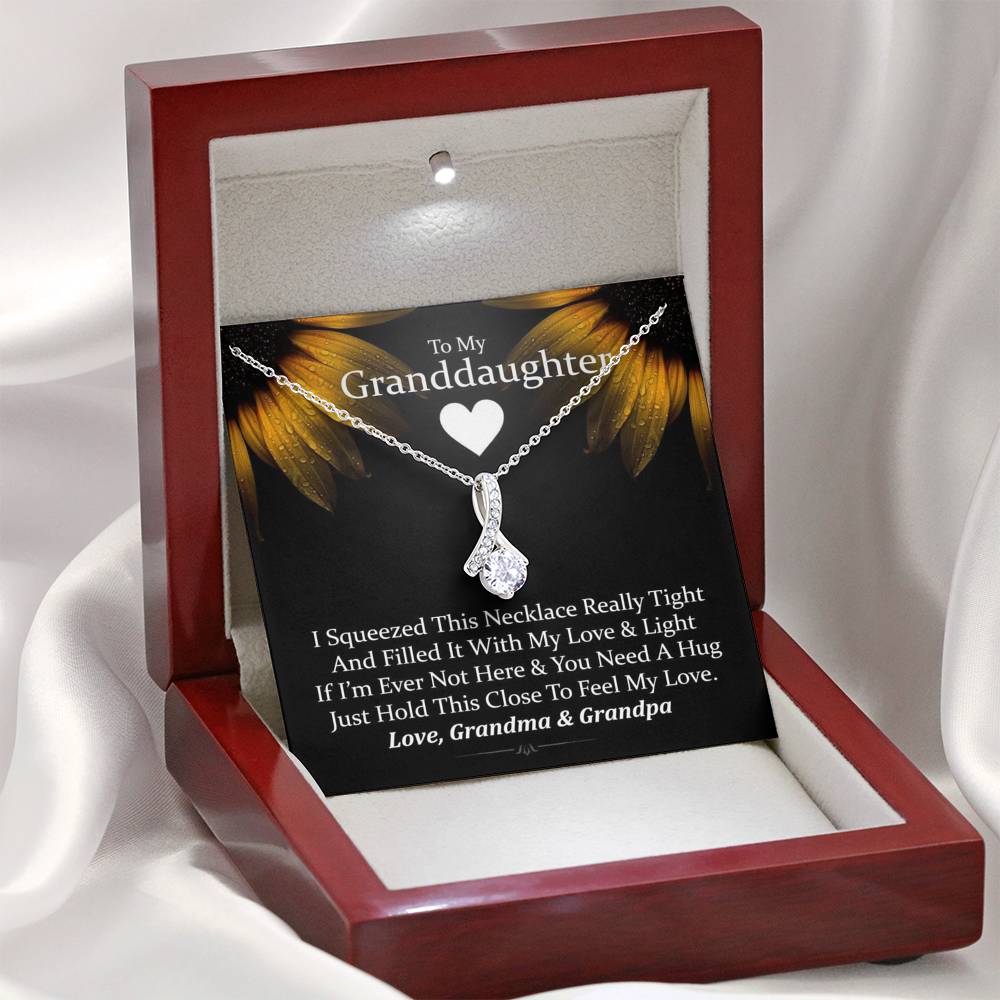 To My Grand Daughter - If You Need A Hug (Love, Grandma & Grandpa) | Beautiful 14K White Gold Family Forever Pendant