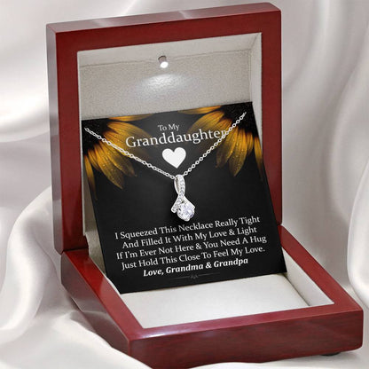 To My Grand Daughter - If You Need A Hug (Love, Grandma & Grandpa) | Beautiful 14K White Gold Family Forever Pendant
