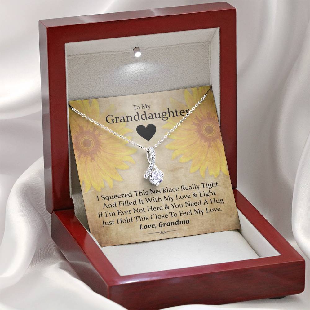 To My Grand Daughter - If You Need A Hug (Love, Grandma) | Beautiful Handcrafted 14k White Gold Family Forever Pendant