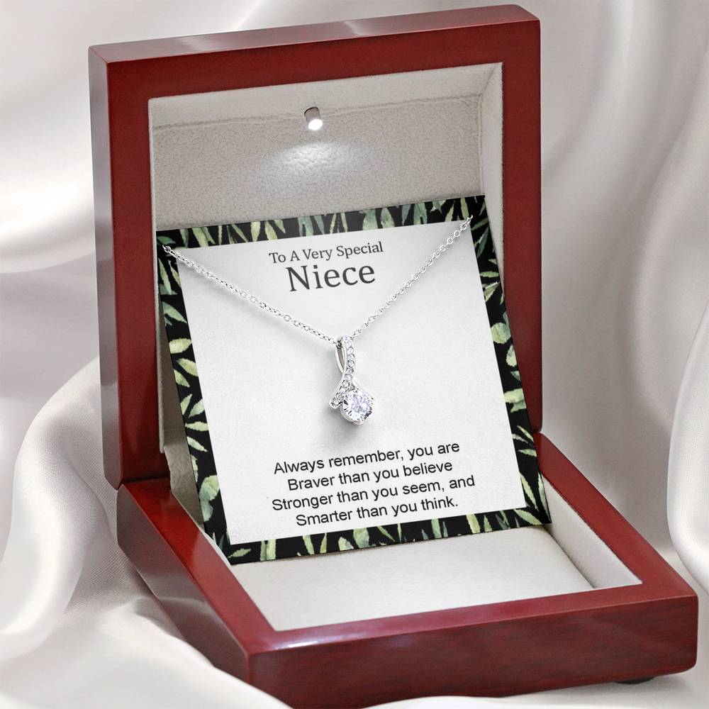 To A Very Special Niece - Always Remember | Stunning 14K White Gold Family Forever Pendant