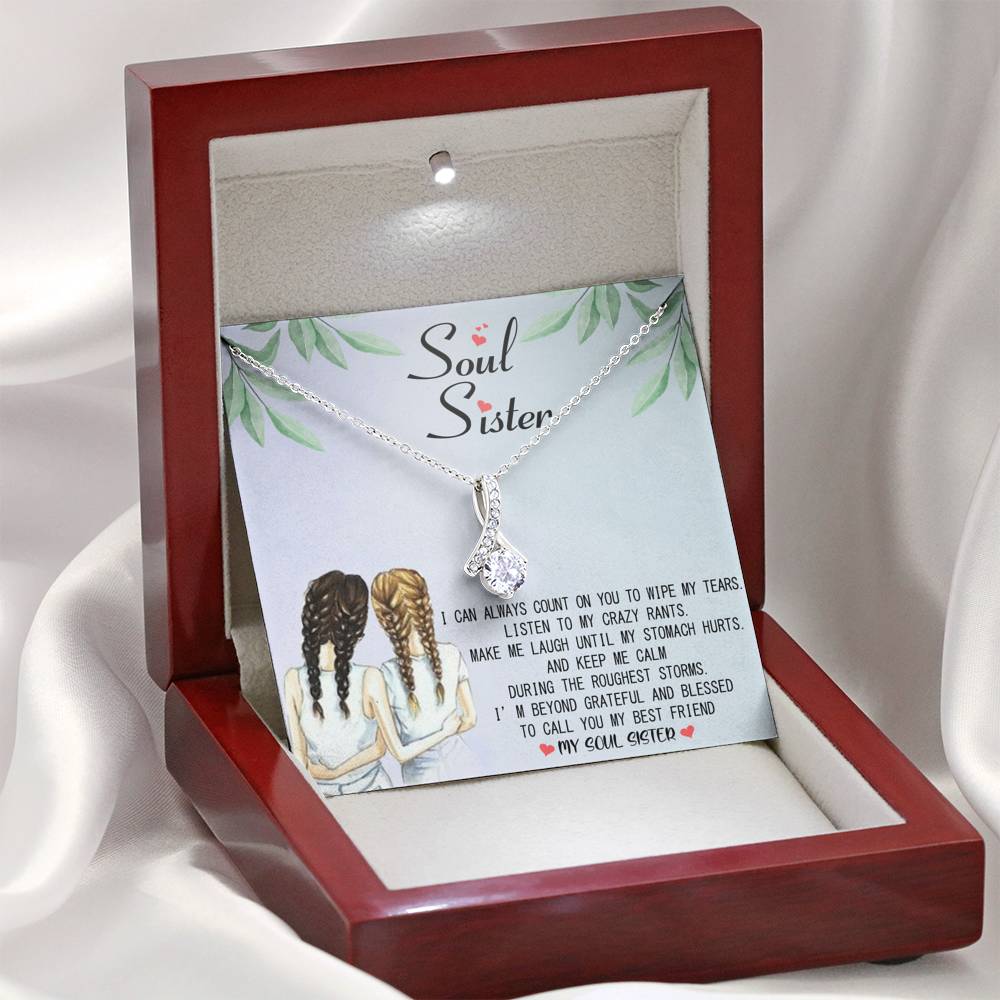 Soul Sister - Beyond Blessed To Call You My Best Friend | Beautiful 14k White Gold Family Forever Pendant