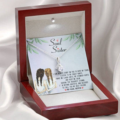 Soul Sister - Beyond Blessed To Call You My Best Friend | Beautiful 14k White Gold Family Forever Pendant