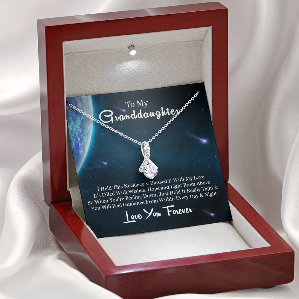 To My Grand Daughter - When You are Feeling Down | Stunning 14K White Gold Family Forever Pendant