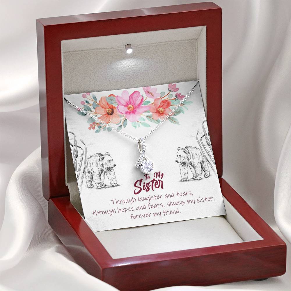 To My Sister - Forever My Friend | Stunning 14K White Gold Family Forever Pendant