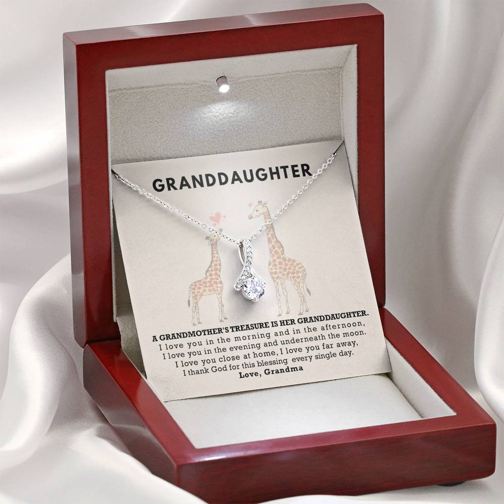 To My Grand Daughter - A Grandmother's Treasure (Love, Grandma) | Beautiful 14K White Gold Family Forever Pendant