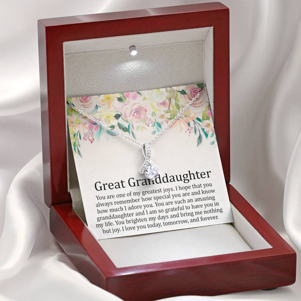 Great Grand Daughter - One Of My Greatest Joys |  Beautiful 14K White Gold Family Forever Pendant