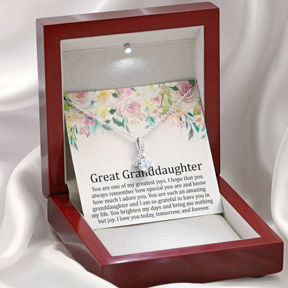 Great Grand Daughter - One Of My Greatest Joys |  Beautiful 14K White Gold Family Forever Pendant