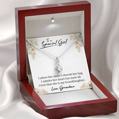 To A Special Girl - I Admire Her Heart (Love, Grandma) | Beautiful 14k White Gold Family Forever Pendant