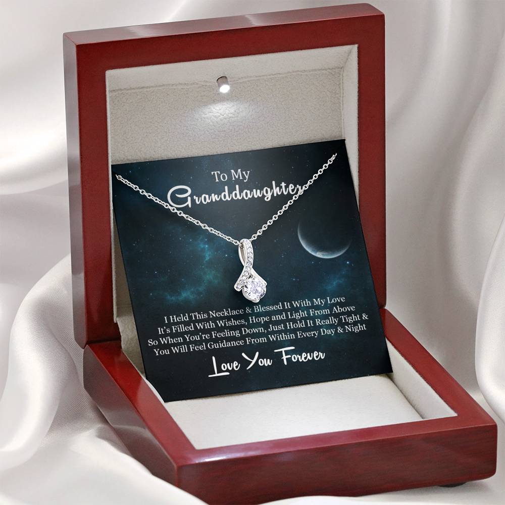 To My Grand Daughter - When You are Feeling Down | Stunning 14K White Gold Family Forever Pendant