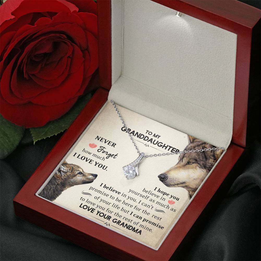 To My Grand Daughter - A Promise To Love You (Love, Your Grandma) | Beautiful 14K White Gold Family Forever Pendant