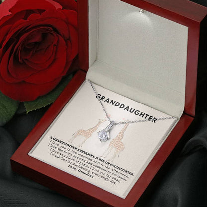 To My Grand Daughter - A Grandmother's Treasure (Love, Grandma) | Beautiful 14K White Gold Family Forever Pendant