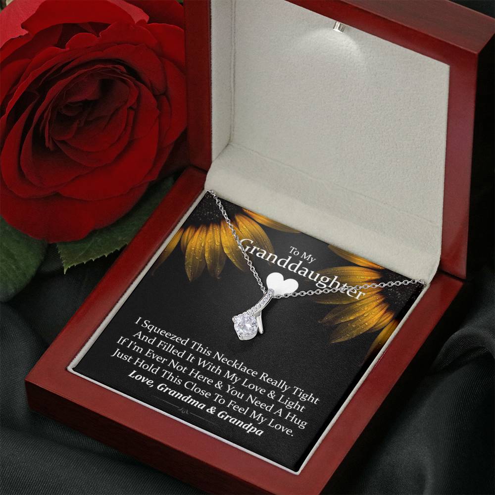 To My Grand Daughter - If You Need A Hug (Love, Grandma & Grandpa) | Beautiful 14K White Gold Family Forever Pendant