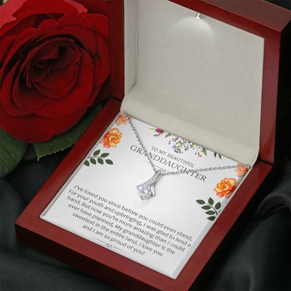 To My Beautiful Grand Daughter - You're More Amazing | Beautiful 14K White Gold Family Forever Pendant Necklace & Gift Card