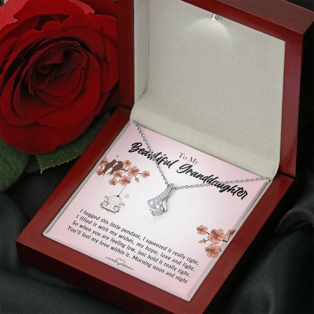 To My Beautiful Grand Daughter - When You Are Feeling Low | Beautiful 14K White Gold Family Forever Pendant