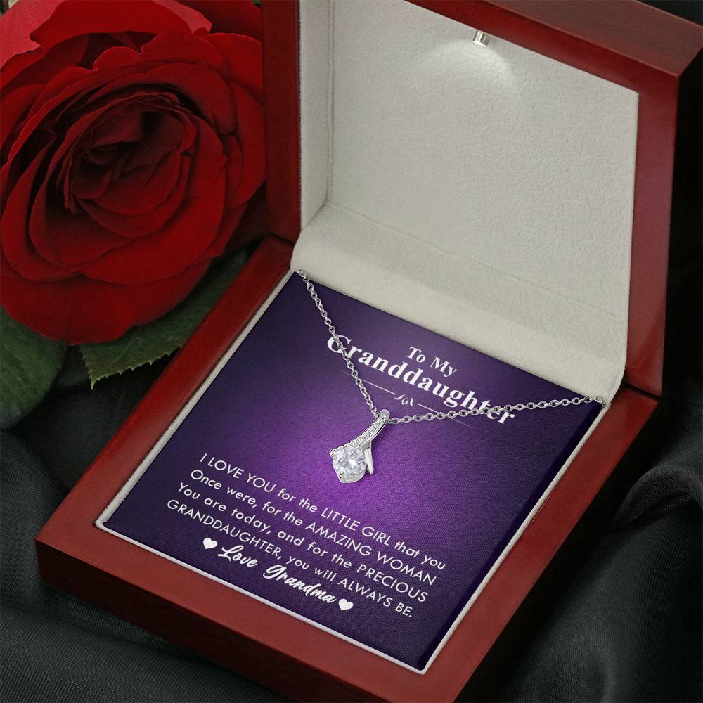 To My Grand Daughter - The Little Girl That You Once Were (Love, Grandma) |  Beautiful 14K White Gold Family Forever Pendant