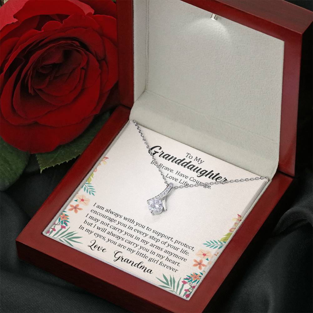 To My Grand Daughter - In Every Step Of Your Life (Love, Grandma) | Beautiful 14K White Gold Family Forever Pendant
