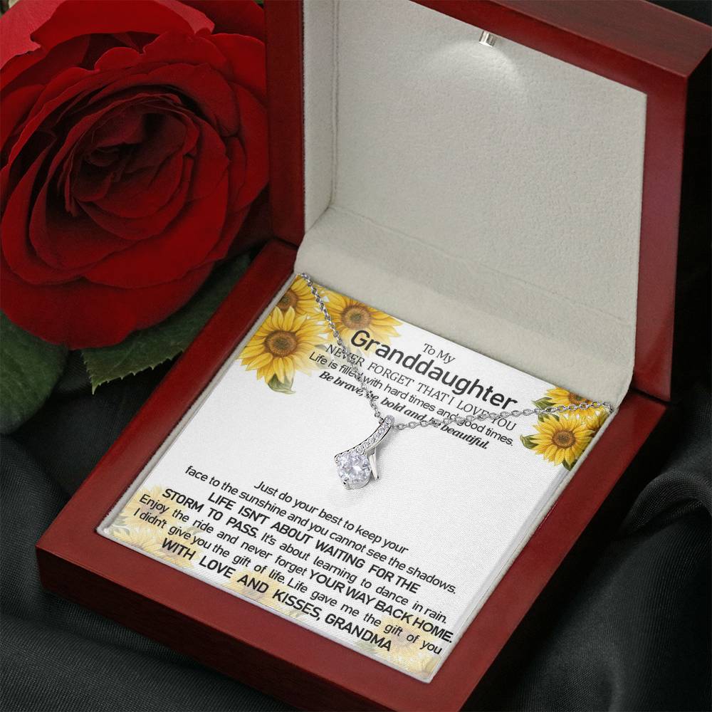 To My Grand Daughter - The Gift Of You (With Love and Kisses, Grandma)| Beautiful 14k White Gold Family Forever Pendant