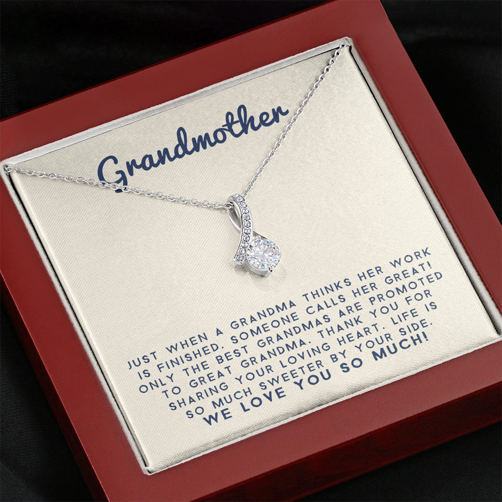 Grand Mother - Life Is So Much Sweeter By Your Side |  Beautiful 14k White Gold Family Forever Pendant