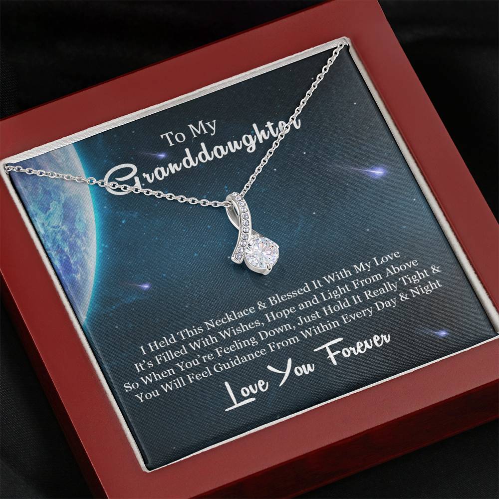 To My Grand Daughter - When You are Feeling Down | Stunning 14K White Gold Family Forever Pendant