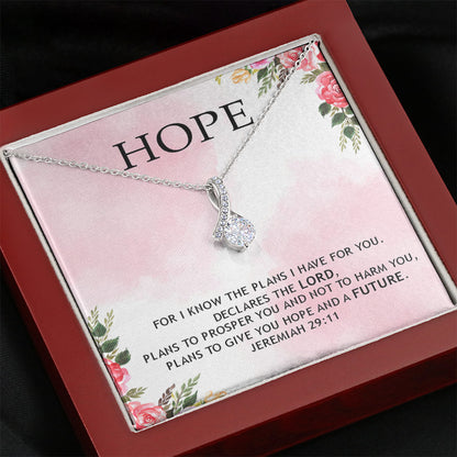 HOPE - I Know The Plans I Have For You ( Jeremiah 29:11 ) | Beautiful 14k White Gold Family Forever Pendant